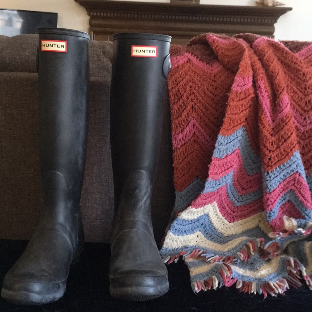 Black Tall Hunter Rain Boots